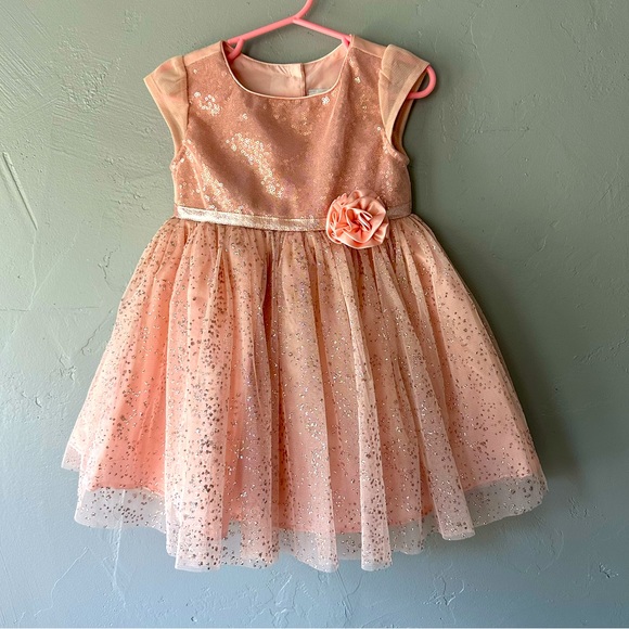 Jona Michelle Other - Jona Michelle sequin and glitter sparkle dress Peach color, Little girls size 2T